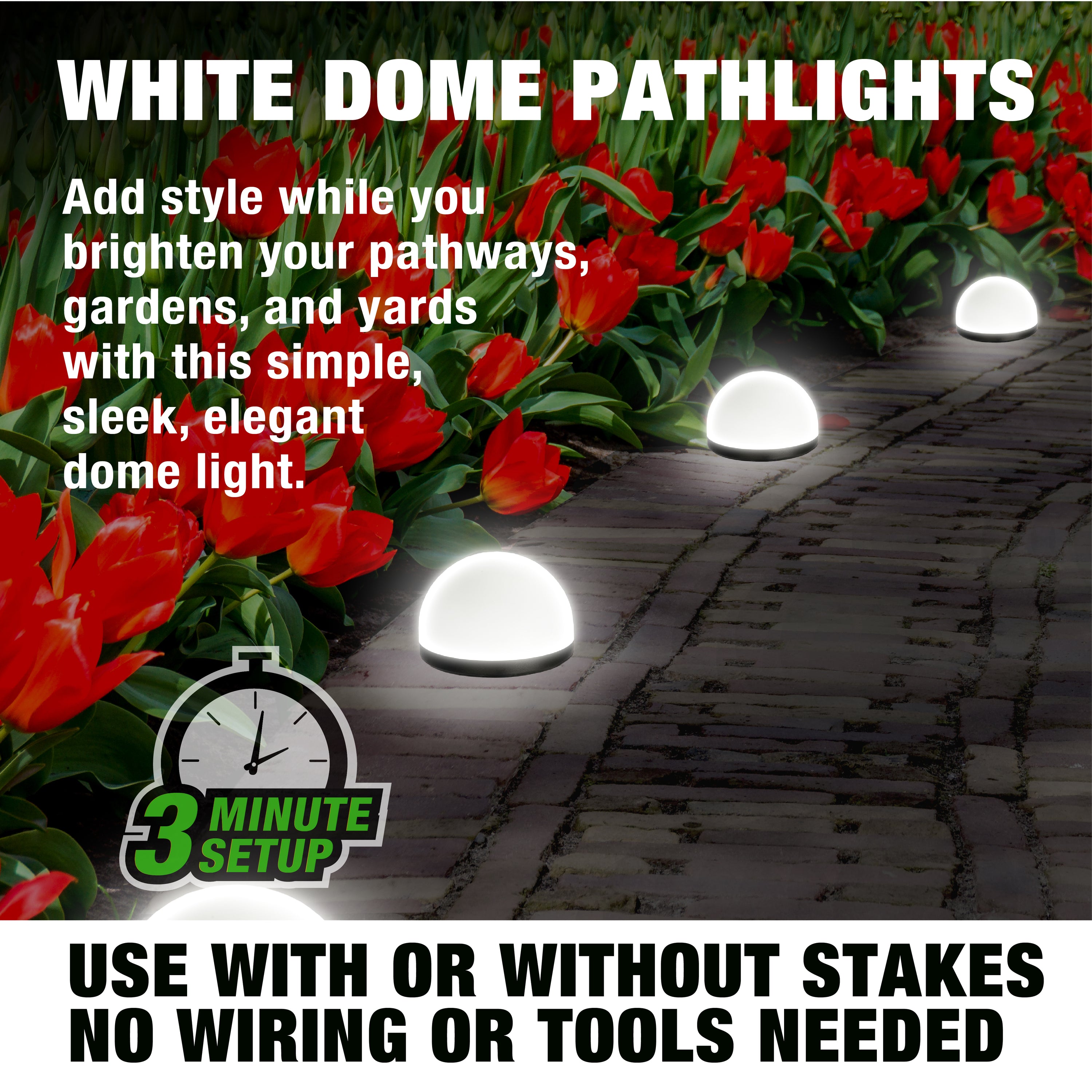 Bell + Howell Solar Pathway Dome Lights - 4 Pack