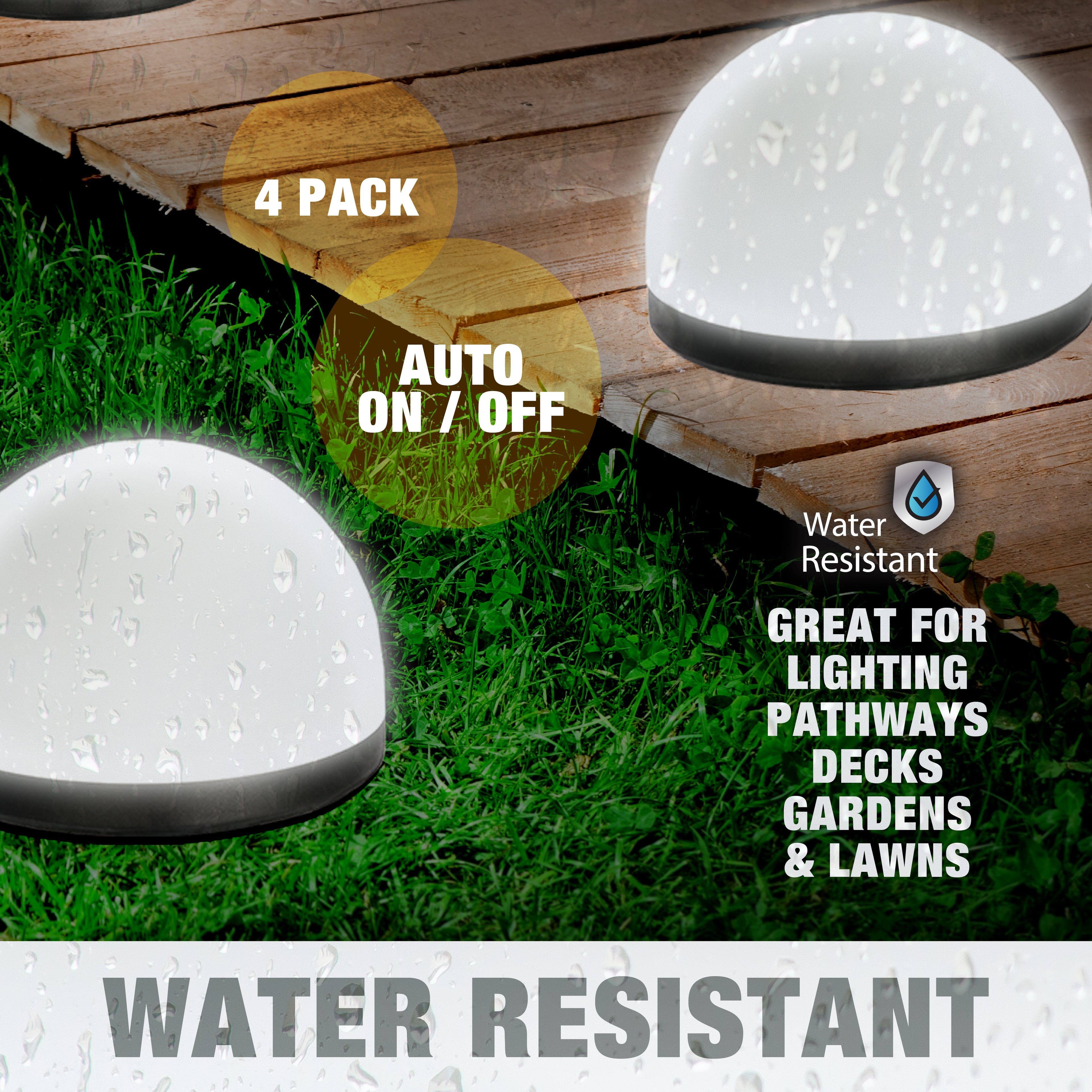 Bell + Howell Solar Pathway Dome Lights - 4 Pack