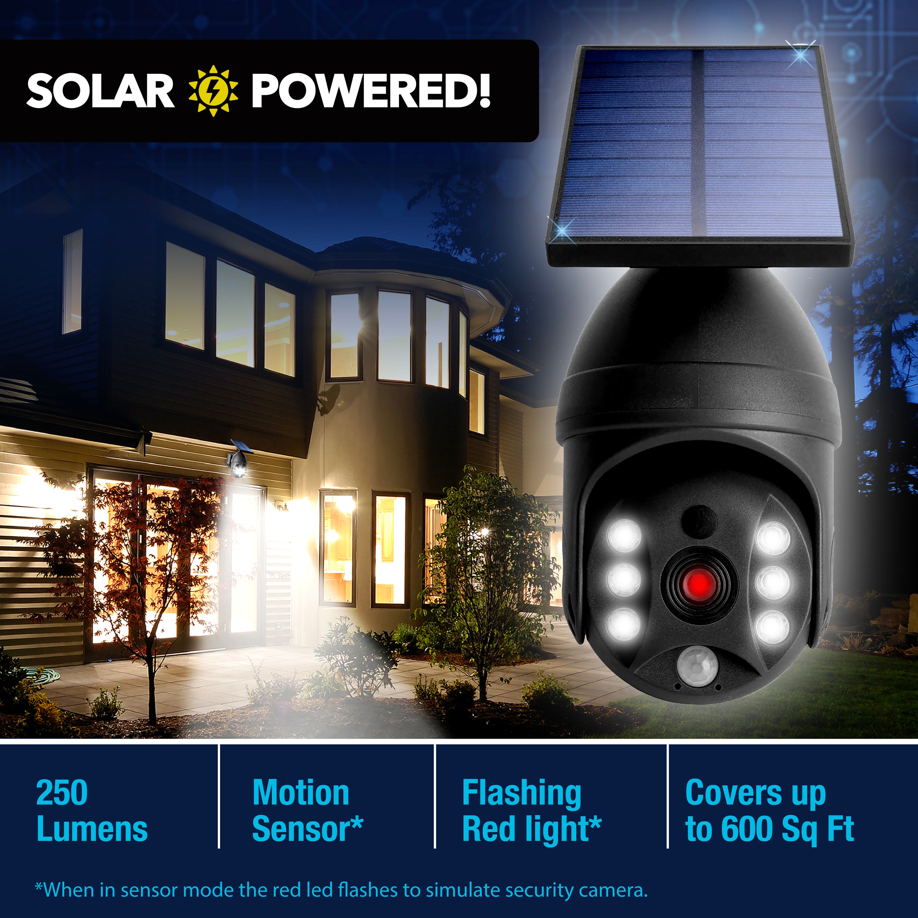 Bell + Howell Bionic Spotlight Security Extreme Solar Powered, Motion Sensor, Red Light - Looks like a security camera!