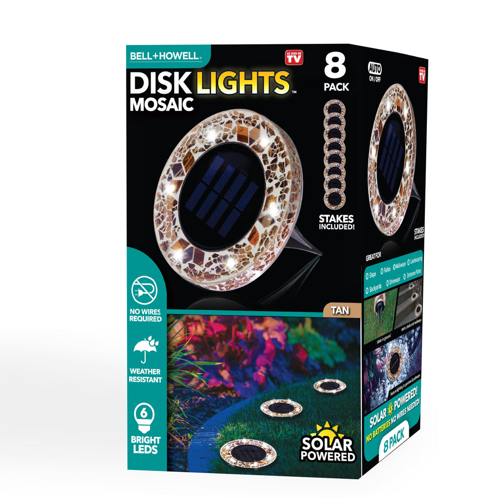 Bell + Howell Pathway & Landscape Disk lights Mosaic Tan 8 Pack
