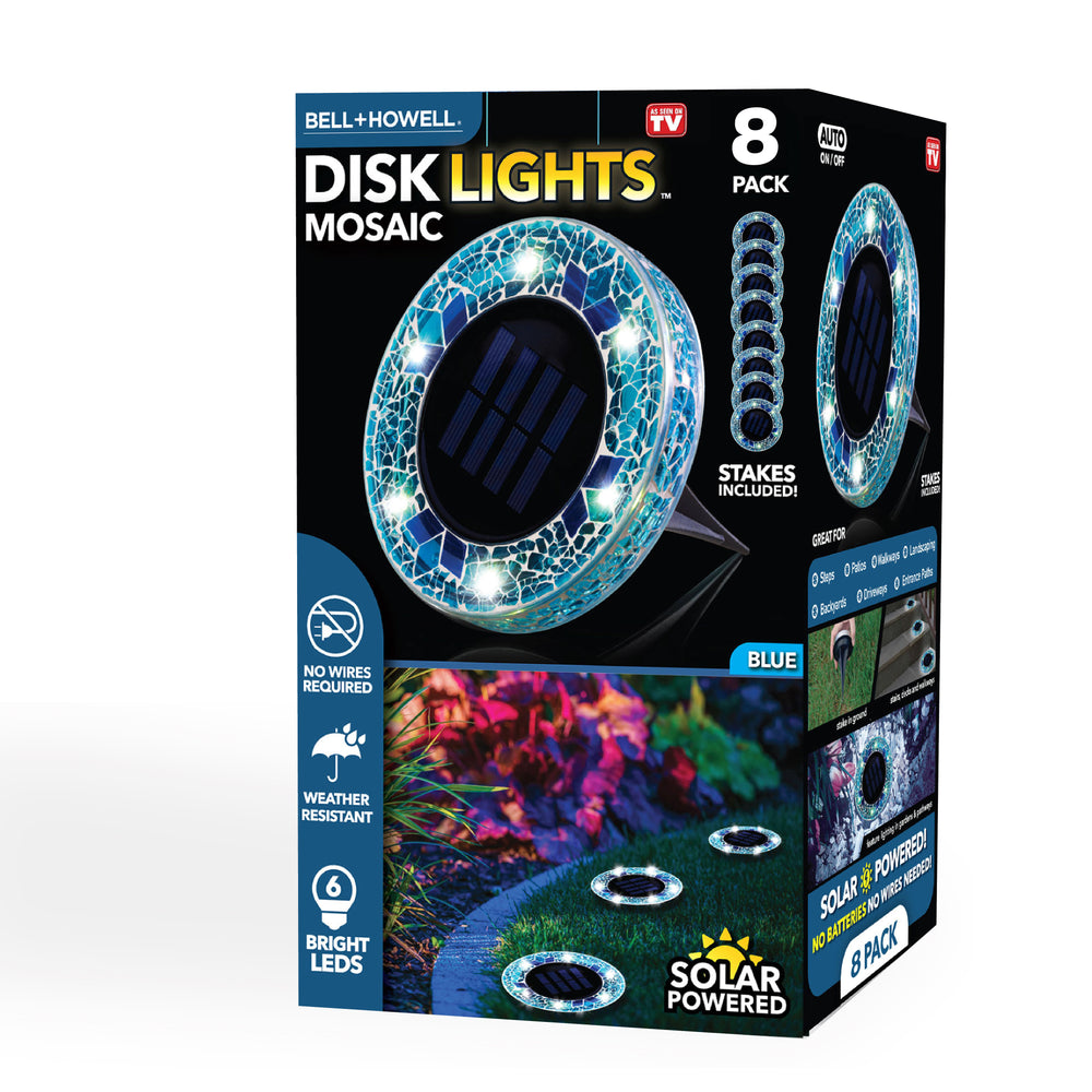 Bell + Howell Pathway & Landscape Disk Lights Mosaic Blue 8 Pack