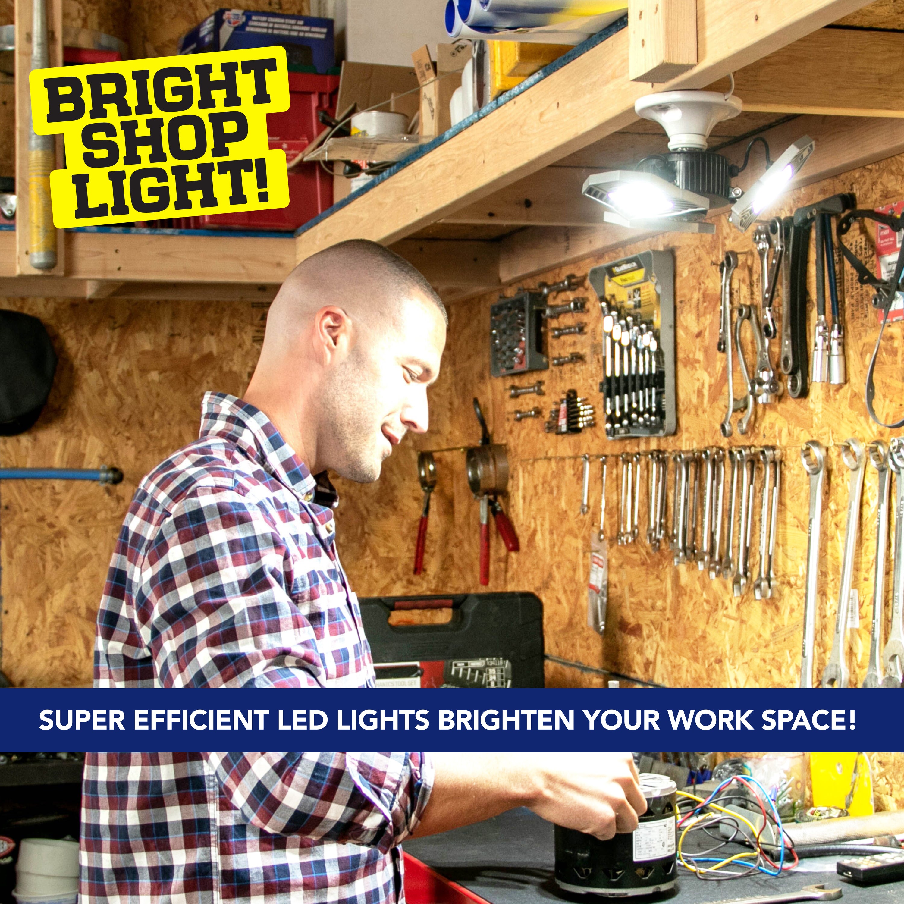Bell + Howell Triburst Deluxe LED Panel 5500 Lumen White Adjustable High Intensity Flush Mount Screw In Ceiling Garage Light