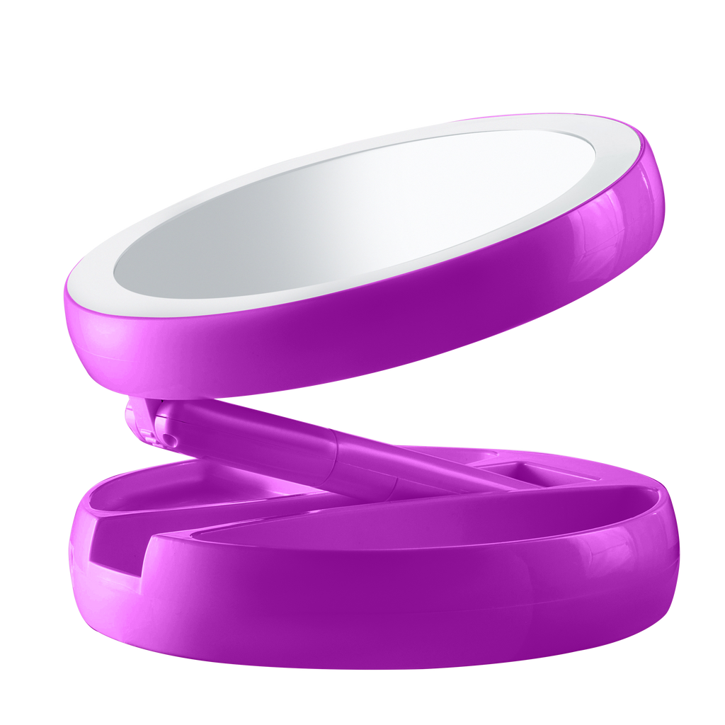 My Foldaway Mirror: LED Lighted, Double-Sided Vanity Mirror with 10x Magnification for Applying Makeup, Shaving, and Grooming