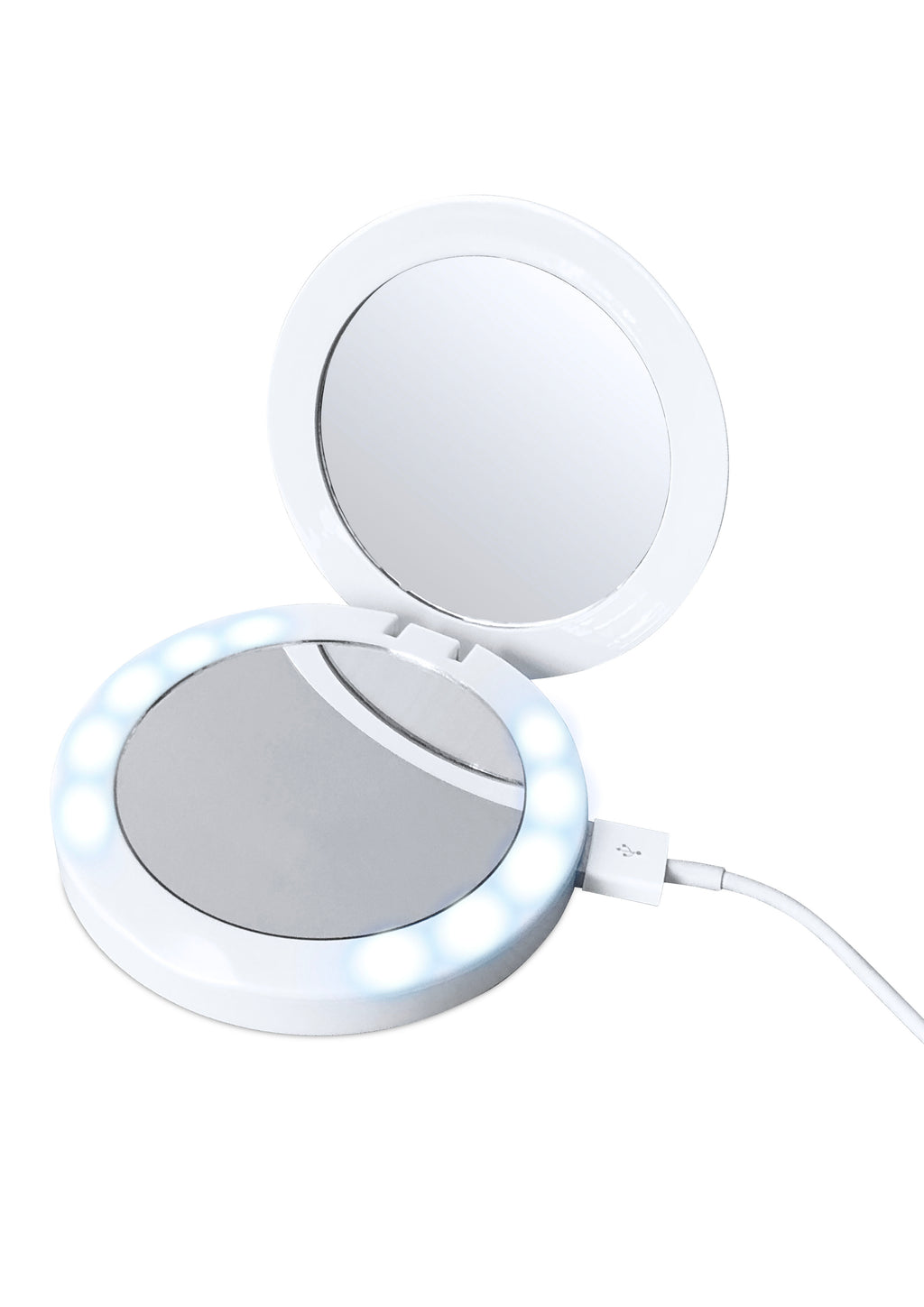 My FoldAway LED portable, lighted makeup mirror with wireless phone charger